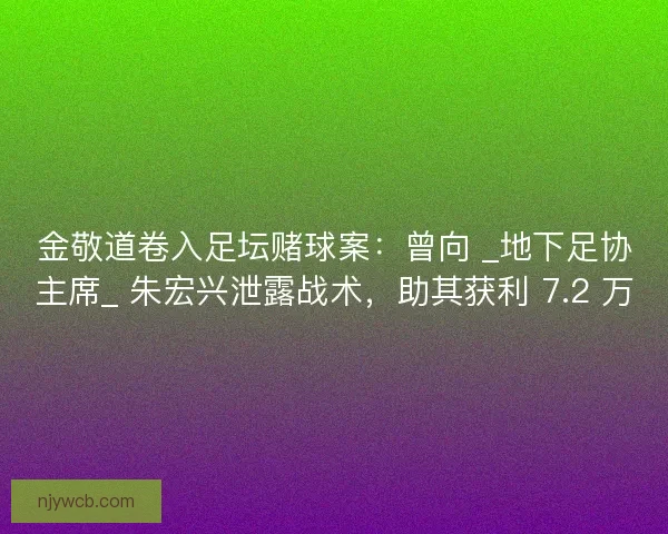 金敬道卷入足坛赌球案：曾向 _地下足协主席_ 朱宏兴泄露战术，助其获利 7.2 万